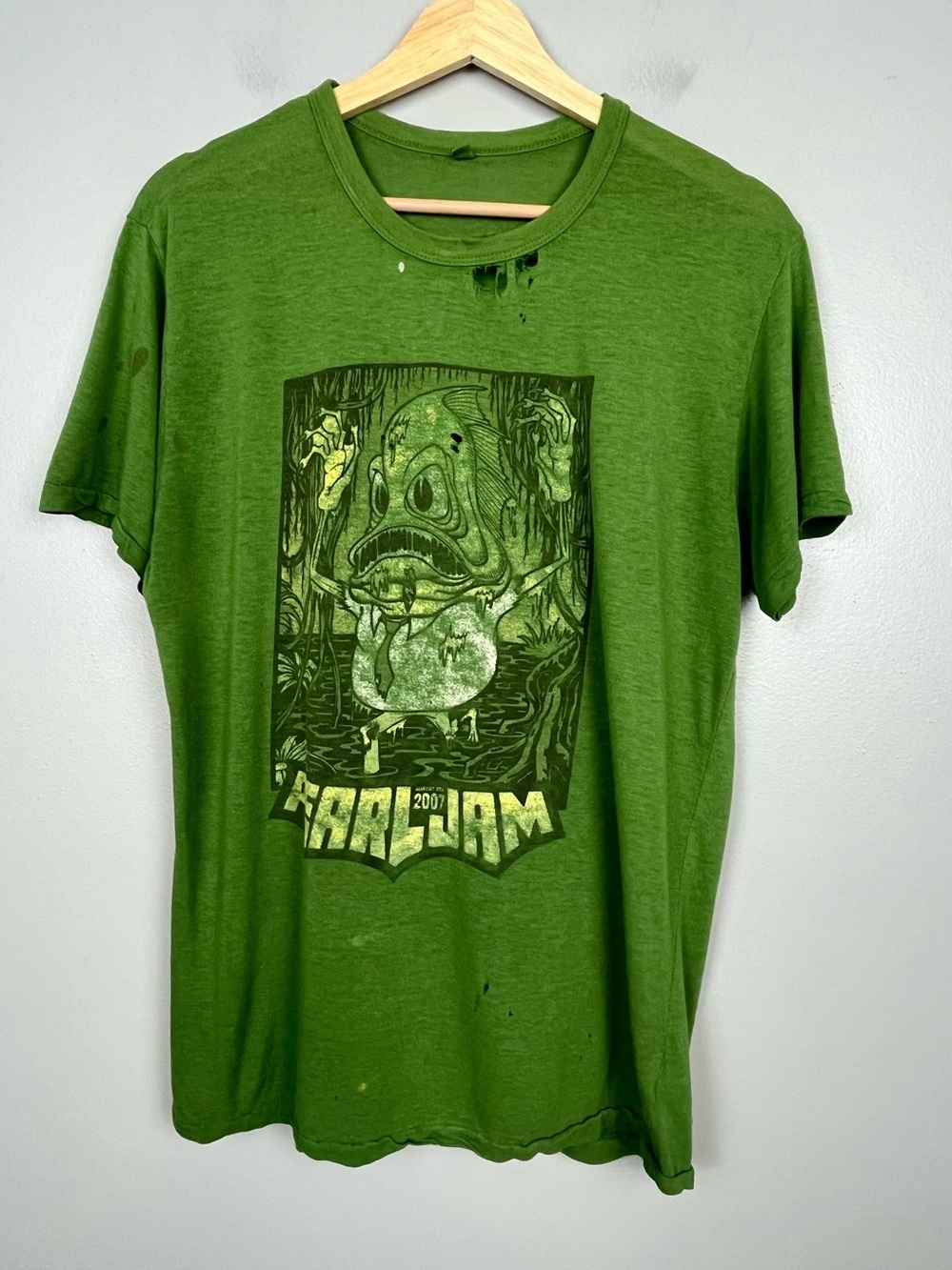 Pearl Jam August 5, 2007 Lollapalooza green bamboo cotton unisex t-shirt, medium